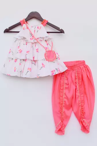 Red Printed Kurti Sharara