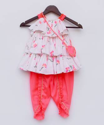 Red Printed Kurti Sharara 4