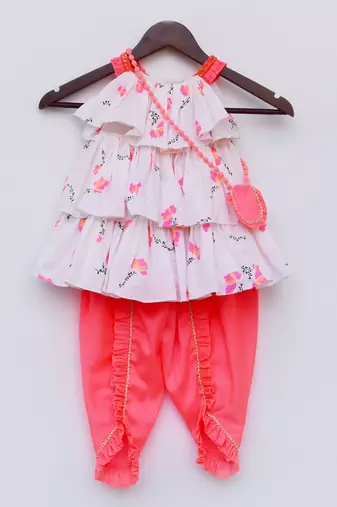 Red Printed Kurti Sharara