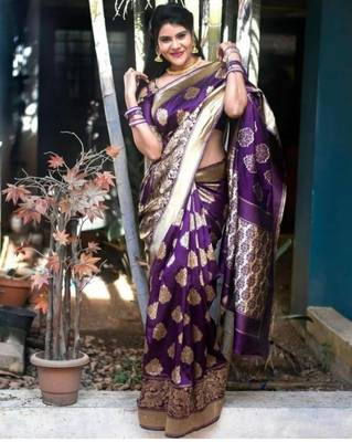 VIOLET FANCY TRENDY JACCQUARD SAREE 1