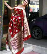 RED FANCY TRENDY JACCQUARD SAREE