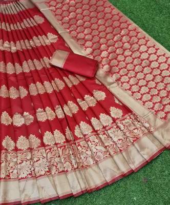 RED FANCY TRENDY JACCQUARD SAREE 2