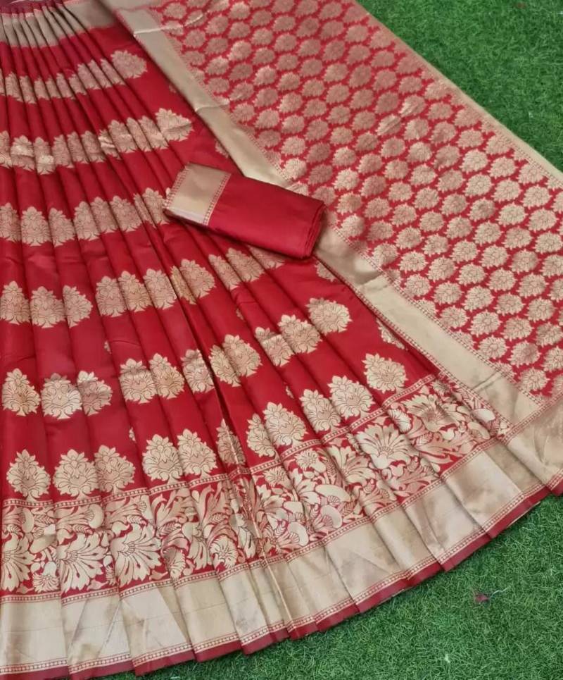 RED FANCY TRENDY JACCQUARD SAREE