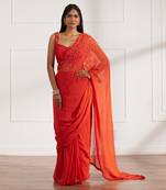 Rust draped saree set