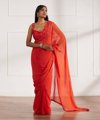 Rust draped saree set 2