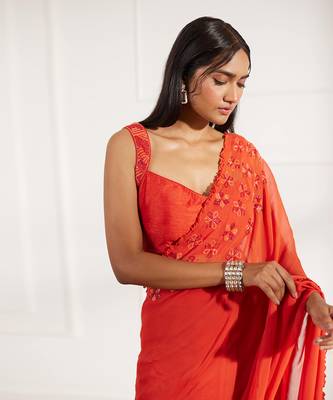 Rust draped saree set 3