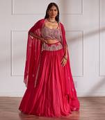 Fuscia Lehanga Set With Cape
