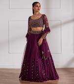 Wine Kalidaar Lehenga Set With Dupatta