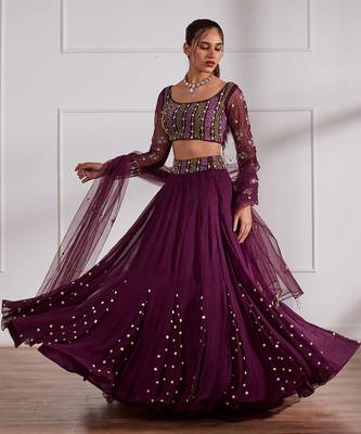 Wine Kalidaar Lehenga Set With Dupatta 2