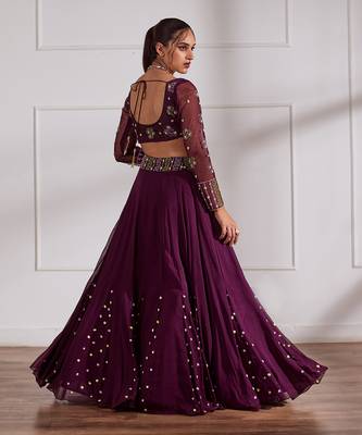 Wine Kalidaar Lehenga Set With Dupatta 4