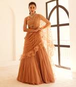 Beige Lehenga Saree Set