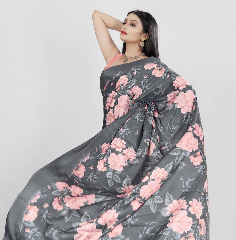 All Season Designer Pure japan satin  Digital Print Multi Fancy Saree