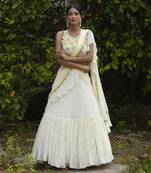 Ivory lehenga saree set