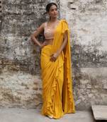 Mustard pre drape saree