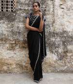 Black pre draped saree set