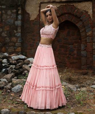 Blush Pink Embellished Lehenga Set 1