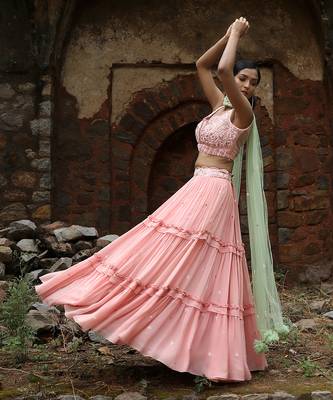 Blush Pink Embellished Lehenga Set 2