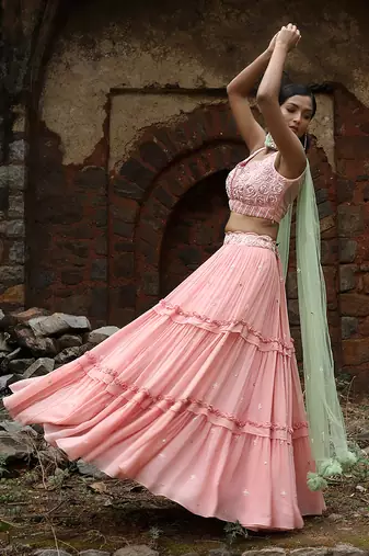 Blush Pink Embellished Lehenga Set