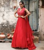 Red Handcrafted Lehenga Set