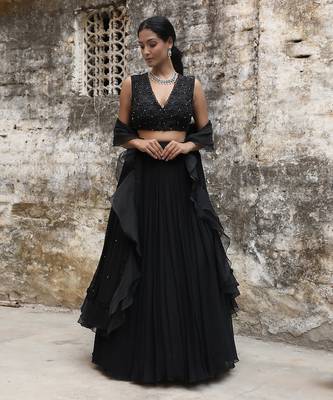 Black Handcrafted Lehenga Set 1