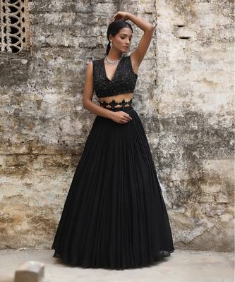 Black Handcrafted Lehenga Set 2