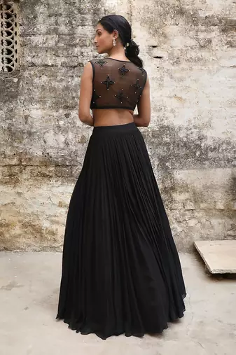Black Handcrafted Lehenga Set