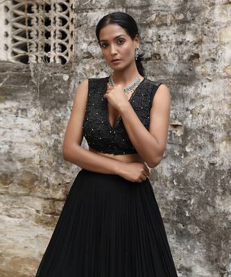 Black Handcrafted Lehenga Set 4