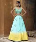 Aqua And Yellow Ombre Lehenga Set