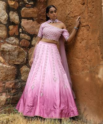 Lilac And Dark Lilac Ombre Lehenga Set 1