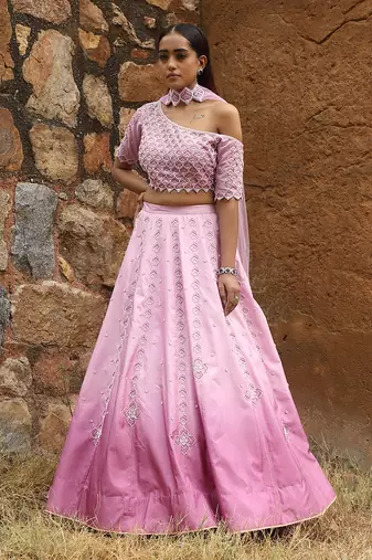 Lilac And Dark Lilac Ombre Lehenga Set
