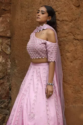 Lilac And Dark Lilac Ombre Lehenga Set