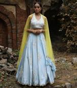 Powder Blue Circles Embellished Lehenga Set