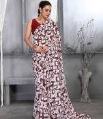 Designer Faux Georgette Digital Print Maroon Fancy Saree
