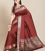 Riva enterprise women's soft cotton silk with designer golden broad border saree with blouse