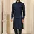 Blue kurta pajama set with embroideried nehru jacket