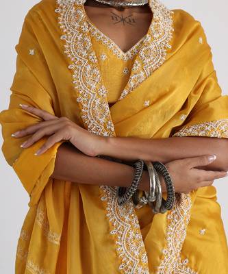 Yellow Sunheri Lehenga Set 3