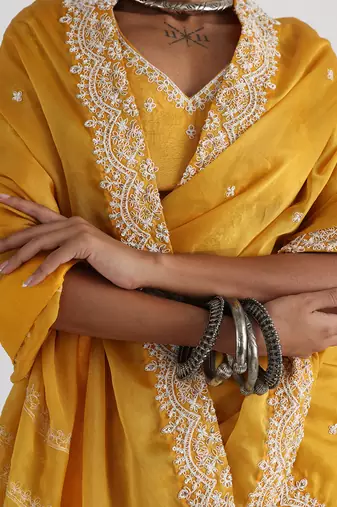 Yellow Sunheri Lehenga Set