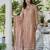 Peach color soft organza semi stitched embroidered designer suit