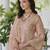 Peach color soft organza semi stitched embroidered designer suit
