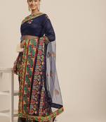 Riva enterprise women's net  traditional embroidered  and mirror work saree with blouse