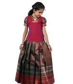 Shivangi Girls Green Bali Silk Pattu Pavadai