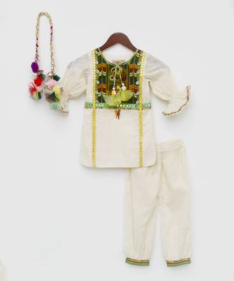 white Self Kurti and Salwar 2