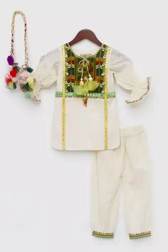 white Self Kurti and Salwar