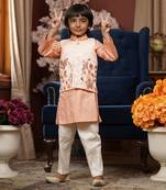 Pink Gotta Embroidery Nehru Jacket And Kurta Sets