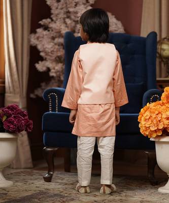 Pink Gotta Embroidery Nehru Jacket And Kurta Sets 2