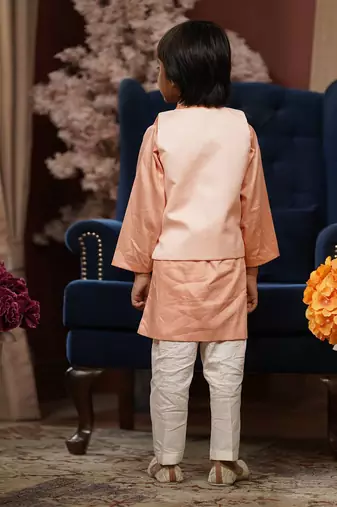 Pink Gotta Embroidery Nehru Jacket And Kurta Sets