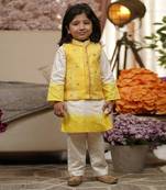 Yellow Organza Jacket with Kurta and Pant