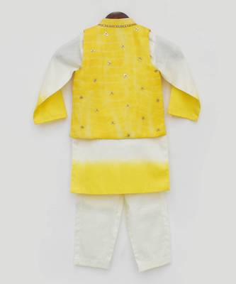 Yellow Organza Jacket with Kurta and Pant 5