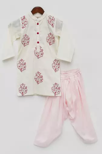 white Kurta and Pink Salwar