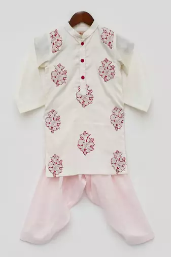 white Kurta and Pink Salwar